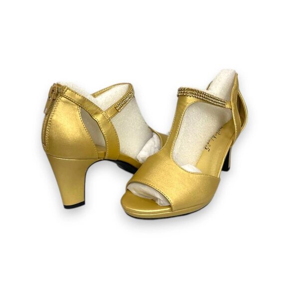 Easy Street Flash Womens Dress Sandal Gold Satin US Size 6.5 WW-Retail $65 - Picture 4 of 5